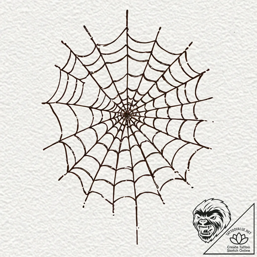A close-up of a dew-covered spiderweb., tatto... - tattoo sketch (№1753121203_0, 21.07.2025 18:06) — tattoovalue.net