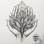 A close-up on the weathered hands of a garden… – tattoo sketch (№1753121533_0, 21.07.2025 18:12) — tattoovalue.net