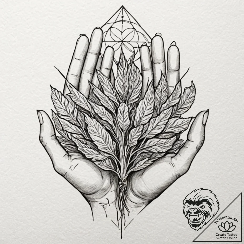 A close-up on the weathered hands of a garden... - tattoo sketch (№1753121533_0, 21.07.2025 18:12) — tattoovalue.net