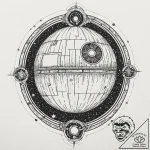 Dotwork tattoo design of the death star, intr… – tattoo sketch (№1753122027_0, 21.07.2025 18:20) — tattoovalue.net