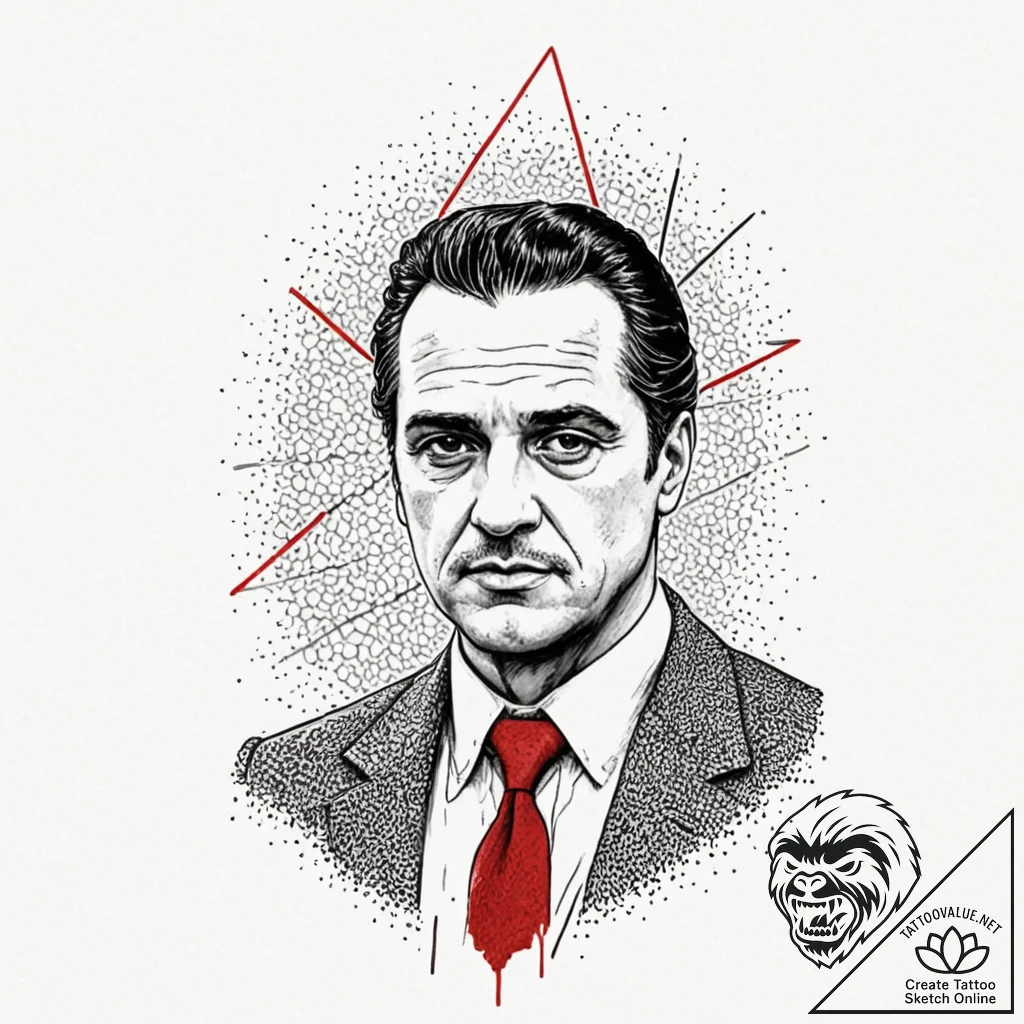 A graphic novel portrait of fredo corleone, w... - tattoo sketch (№1753122106_0, 21.07.2025 18:21) — tattoovalue.net