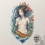 A watercolor tattoo of a beautiful dryad or w… – tattoo sketch (№1753122420_0, 21.07.2025 18:27) — tattoovalue.net
