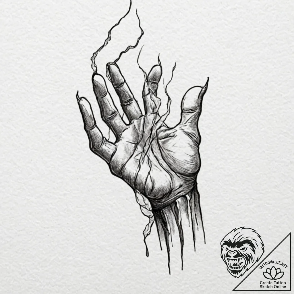 Tattoo sketch: a close-up of perun's hand, ho... - tattoo sketch (№1753122669_0, 21.07.2025 18:31) — tattoovalue.net