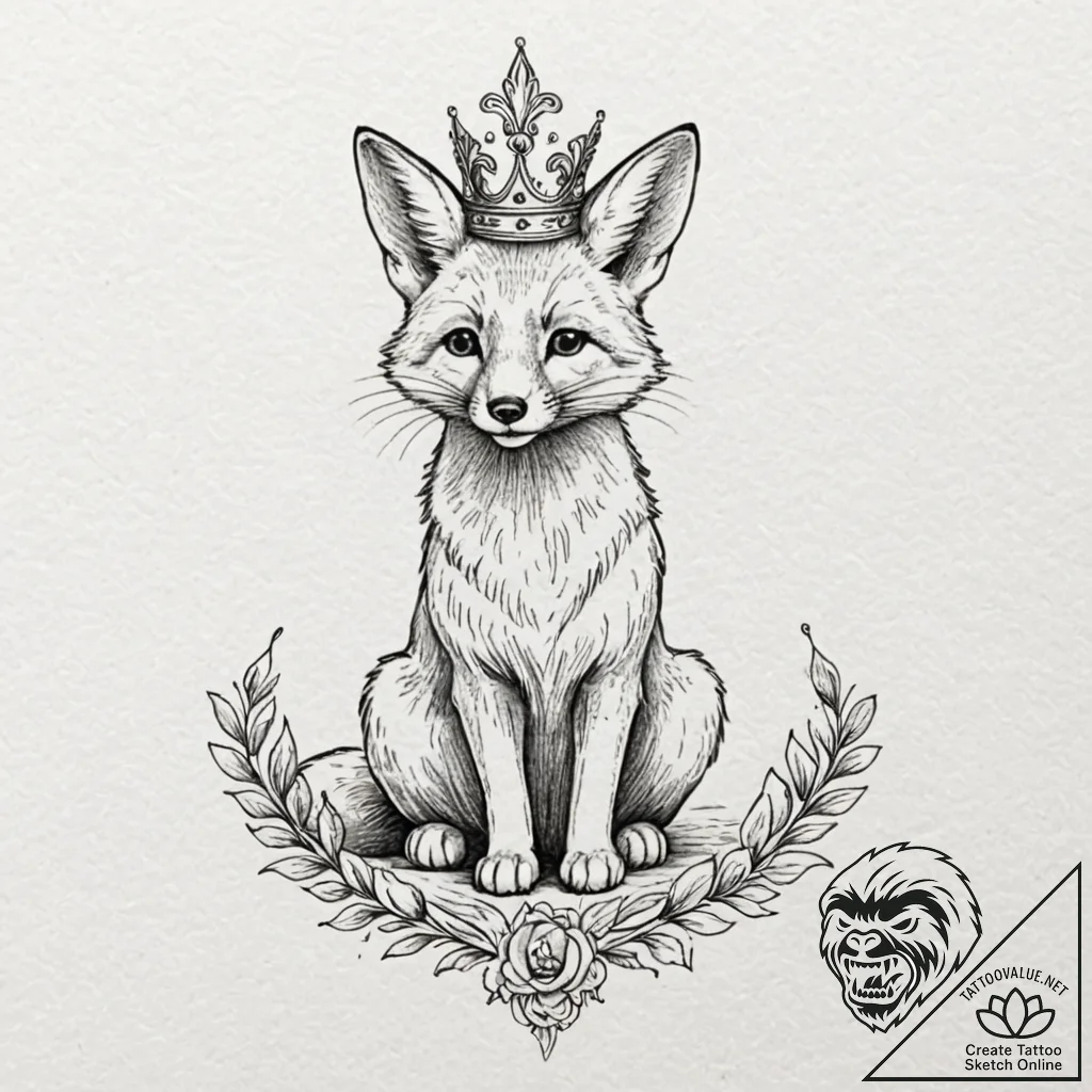 Tattoo design a whimsical animal (e.g., a fox... - tattoo sketch (№1753122754_0, 21.07.2025 18:32) — tattoovalue.net