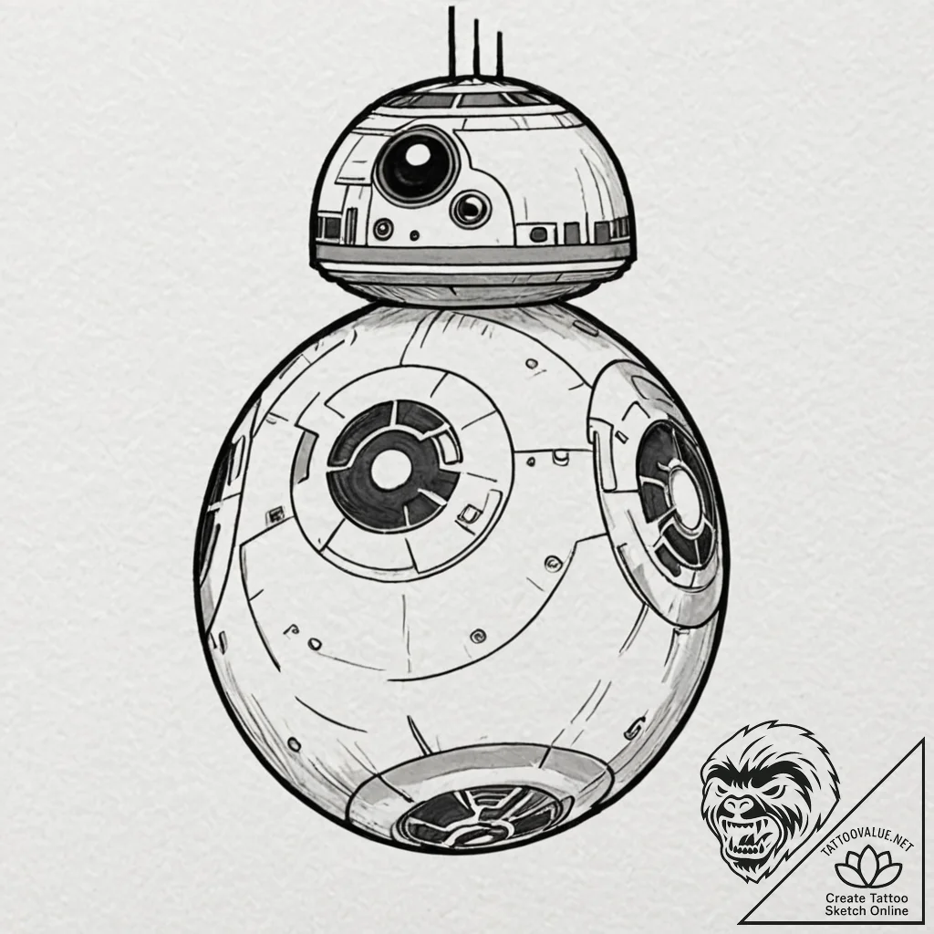 A tattoo flash sheet of star wars droids: bb-... - tattoo sketch (№1753123349_0, 21.07.2025 18:42) — tattoovalue.net