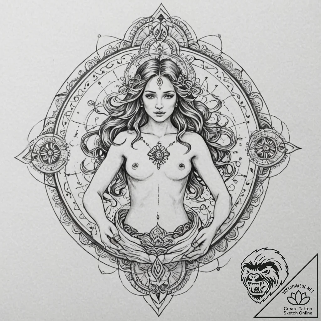 Tattoo sketch a realistic aquarius water-bear... - tattoo sketch (№1753123770_0, 21.07.2025 18:49) — tattoovalue.net