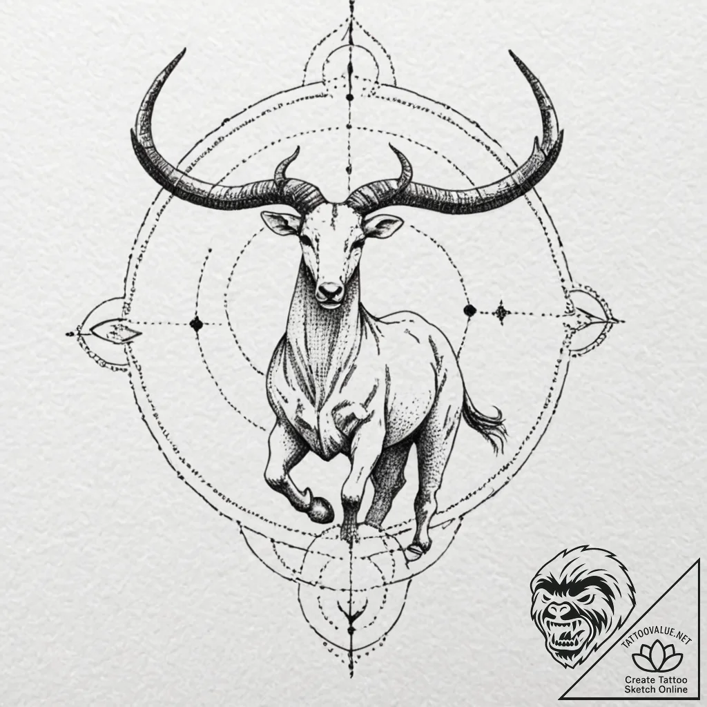 Sagittarius (zodiac sign), concept art for ta... - tattoo sketch (№1753124190_0, 21.07.2025 18:56) — tattoovalue.net
