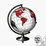 Globe, ink illustration for tattoo, black and… – tattoo sketch (№1753124444_0, 21.07.2025 19:00) — tattoovalue.net