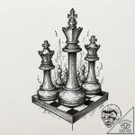 Chess, tattoo flash sheet design, black and r… – tattoo sketch (№1753124528_0, 21.07.2025 19:02) — tattoovalue.net