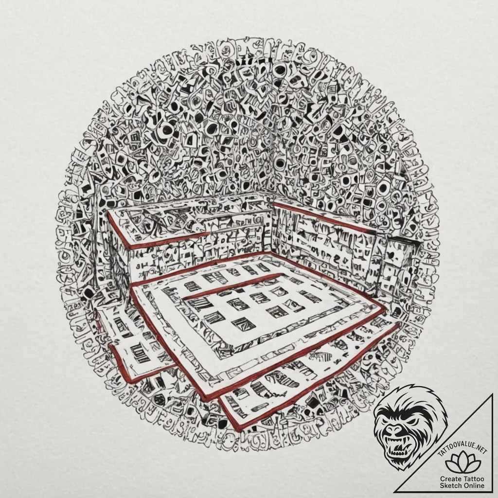 A linework tattoo of the overlook hotel carpe... - tattoo sketch (№1753124783_0, 21.07.2025 19:06) — tattoovalue.net