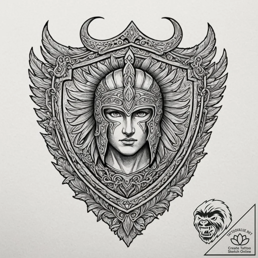 Tattoo sketch a spartan shield with an invert... - tattoo sketch (№1753125375_0, 21.07.2025 19:16) — tattoovalue.net