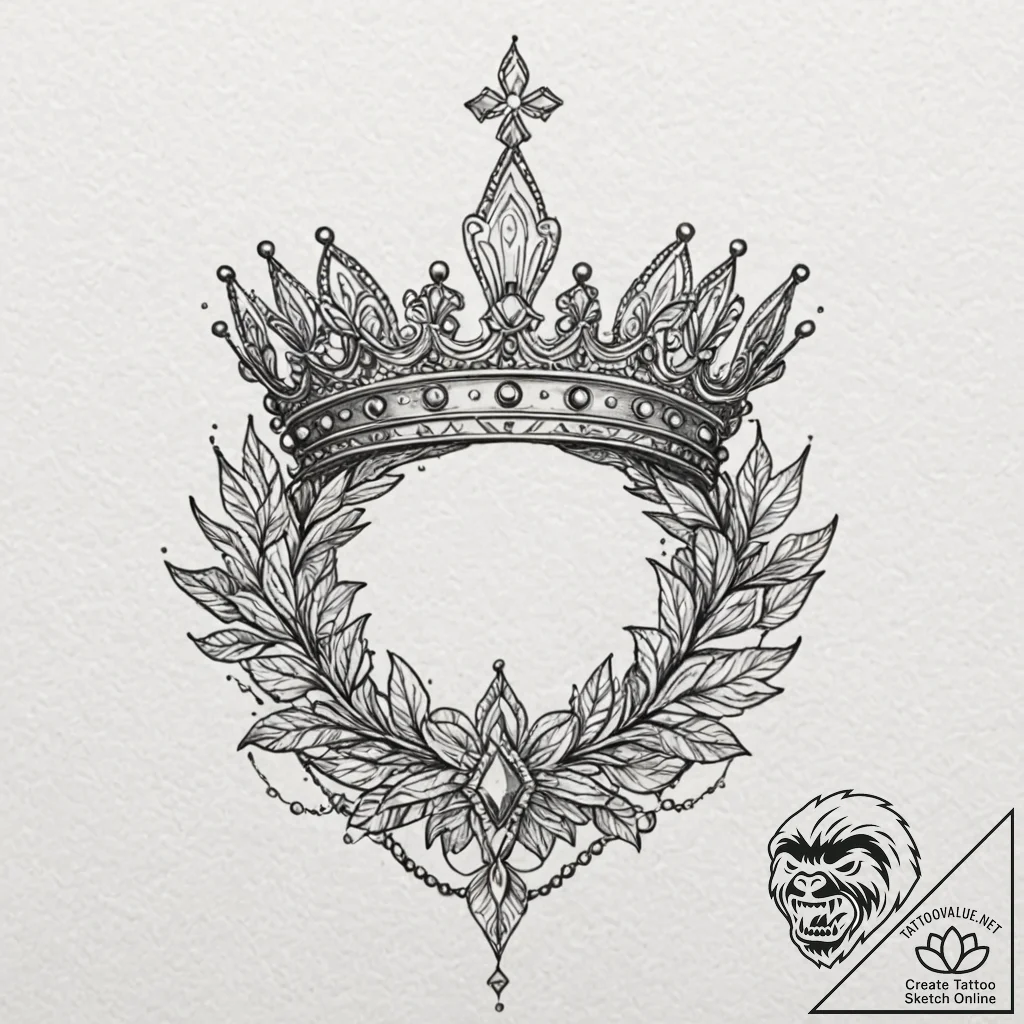 Tattoo design a king's crown on one, a queen'... - tattoo sketch (№1753125461_0, 21.07.2025 19:17) — tattoovalue.net