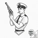 Pistol, tattoo drawing outline, black outline… – tattoo sketch (№1753125629_0, 21.07.2025 19:20) — tattoovalue.net