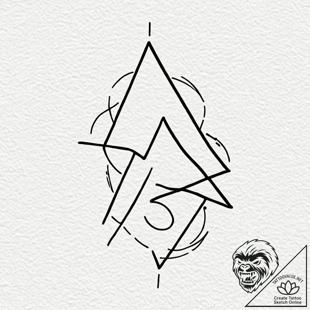 Rune, artistic tattoo sketch, black outline o... - tattoo sketch (№1753125714_0, 21.07.2025 19:21) — tattoovalue.net