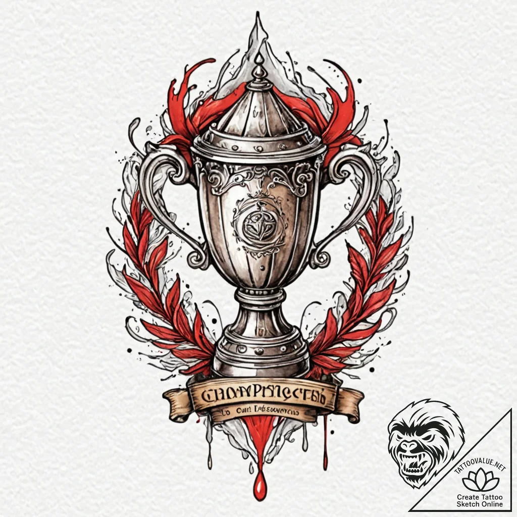 Tattoo sketch a championship trophy with intr... - tattoo sketch (№1753126055_0, 21.07.2025 19:27) — tattoovalue.net