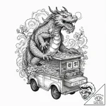 A street food vendor serving noodles from a c… – tattoo sketch (№1753126310_0, 21.07.2025 19:31) — tattoovalue.net