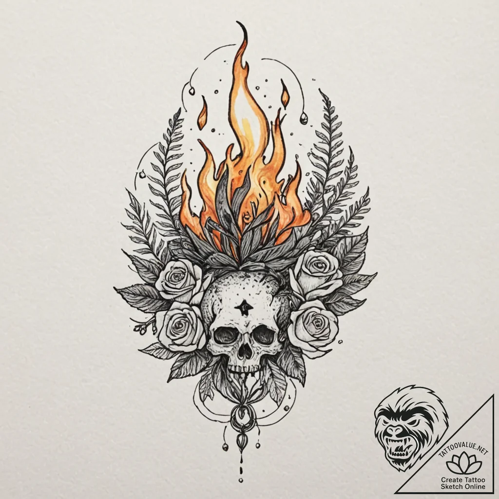 A tattoo design of a slavic ritual bonfire on... - tattoo sketch (№1753126395_0, 21.07.2025 19:33) — tattoovalue.net