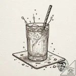 A shot of a glass of water, with a fizzing an… – tattoo sketch (№1753126480_0, 21.07.2025 19:34) — tattoovalue.net