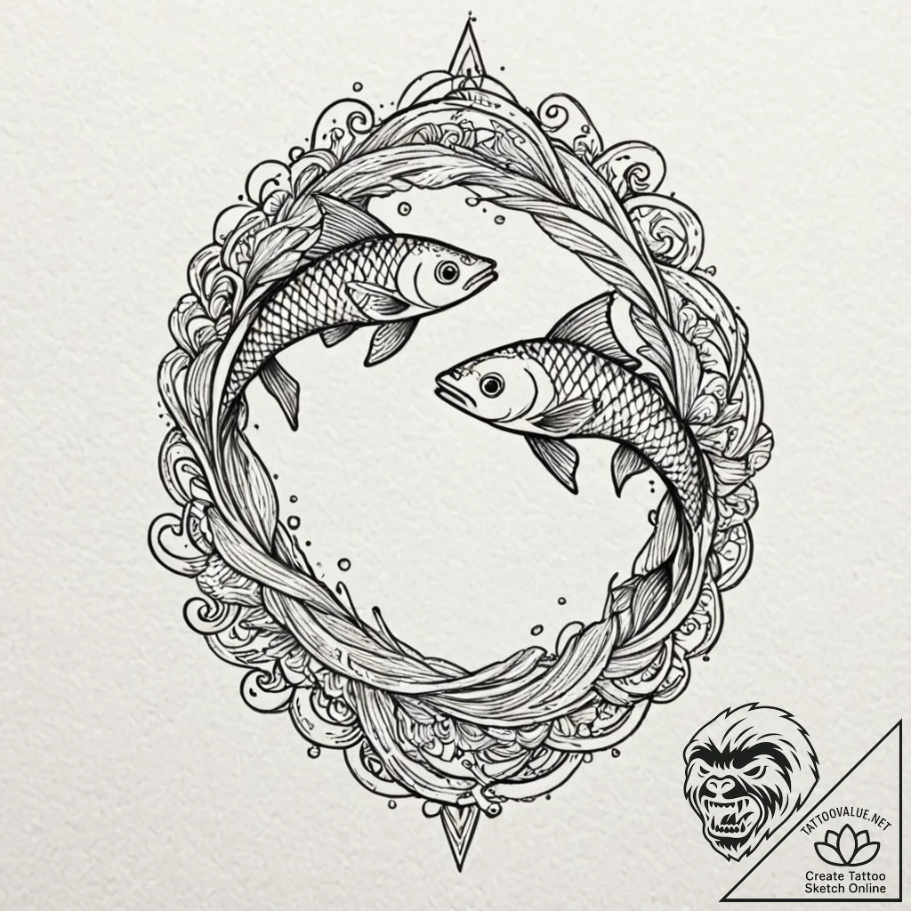 Tattoo design pisces fish dissolving into abs... - tattoo sketch (№1753126650_0, 21.07.2025 19:37) — tattoovalue.net