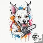 A watercolor tattoo of pochita, the chainsaw… – tattoo sketch (№1753126905_0, 21.07.2025 19:41) — tattoovalue.net