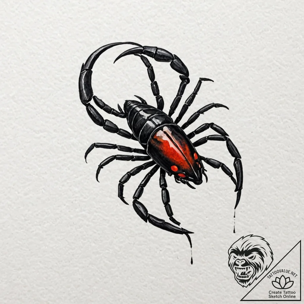 Tattoo design a scorpio scorpion made of obsi... - tattoo sketch (№1753126991_0, 21.07.2025 19:43) — tattoovalue.net