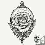 A linework tattoo of the enchanted rose from… – tattoo sketch (№1753127834_0, 21.07.2025 19:57) — tattoovalue.net