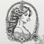 A linework tattoo of the mendl’s courtesan au… – tattoo sketch (№1753127923_0, 21.07.2025 19:58) — tattoovalue.net