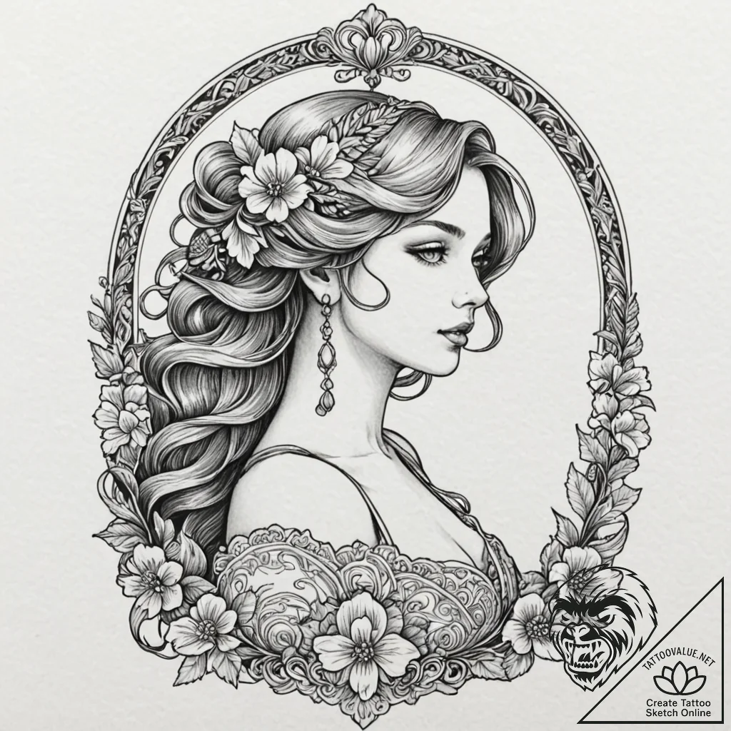A linework tattoo of the mendl's courtesan au... - tattoo sketch (№1753127923_0, 21.07.2025 19:58) — tattoovalue.net