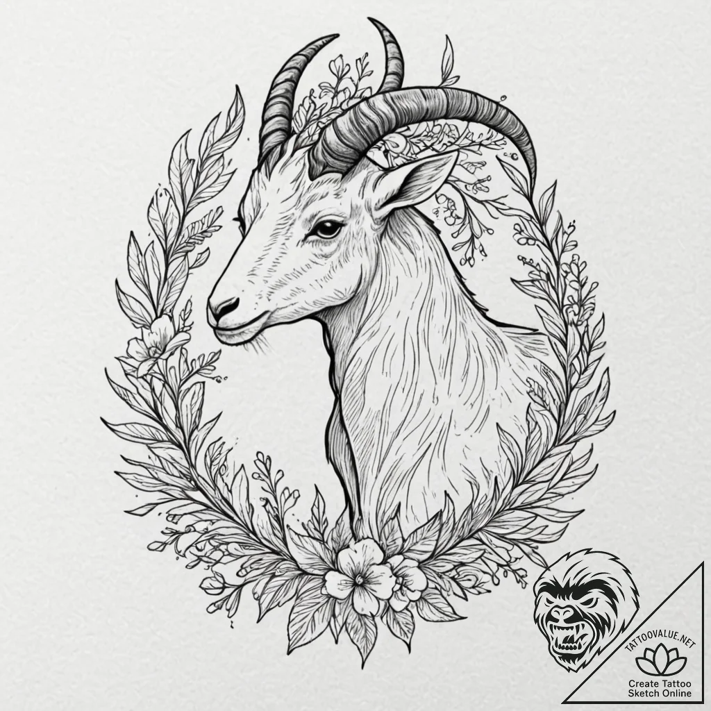 Tattoo design a capricorn goat-fish, with mou... - tattoo sketch (№1753128091_0, 21.07.2025 20:01) — tattoovalue.net