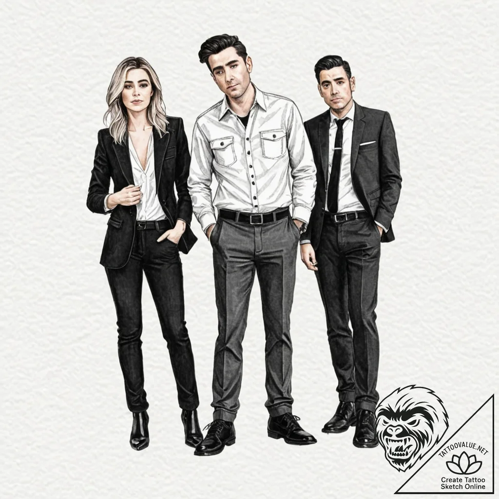 A watercolor sketch of the main characters fr... - tattoo sketch (№1753128263_0, 21.07.2025 20:04) — tattoovalue.net