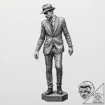A street performer disguised as a silver stat… – tattoo sketch (№1753128348_0, 21.07.2025 20:05) — tattoovalue.net