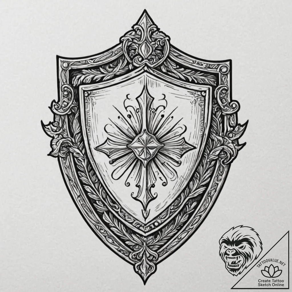 Tattoo design a detailed medieval shield with... - tattoo sketch (№1753128857_0, 21.07.2025 20:14) — tattoovalue.net