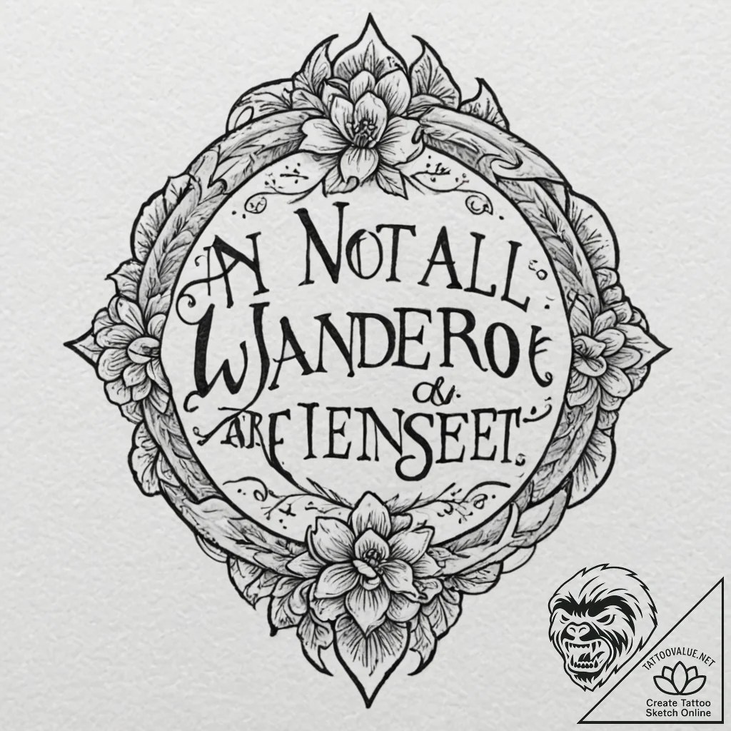 A chicano lettering tattoo of "not all those... - tattoo sketch (№1753128943_0, 21.07.2025 20:15) — tattoovalue.net
