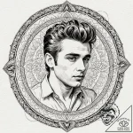 A graphic novel portrait of james dean from r… – tattoo sketch (№1753129112_0, 21.07.2025 20:18) — tattoovalue.net