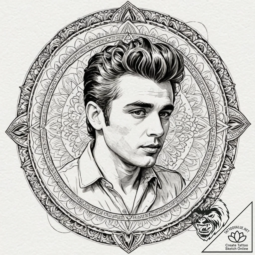 A graphic novel portrait of james dean from r... - tattoo sketch (№1753129112_0, 21.07.2025 20:18) — tattoovalue.net