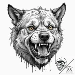 A trash polka composition of a demodog, snarl… – tattoo sketch (№1753129368_0, 21.07.2025 20:22) — tattoovalue.net