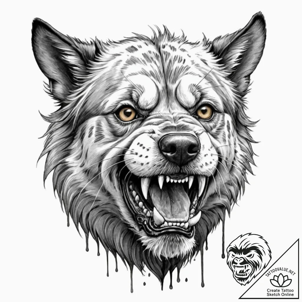 A trash polka composition of a demodog, snarl... - tattoo sketch (№1753129368_0, 21.07.2025 20:22) — tattoovalue.net