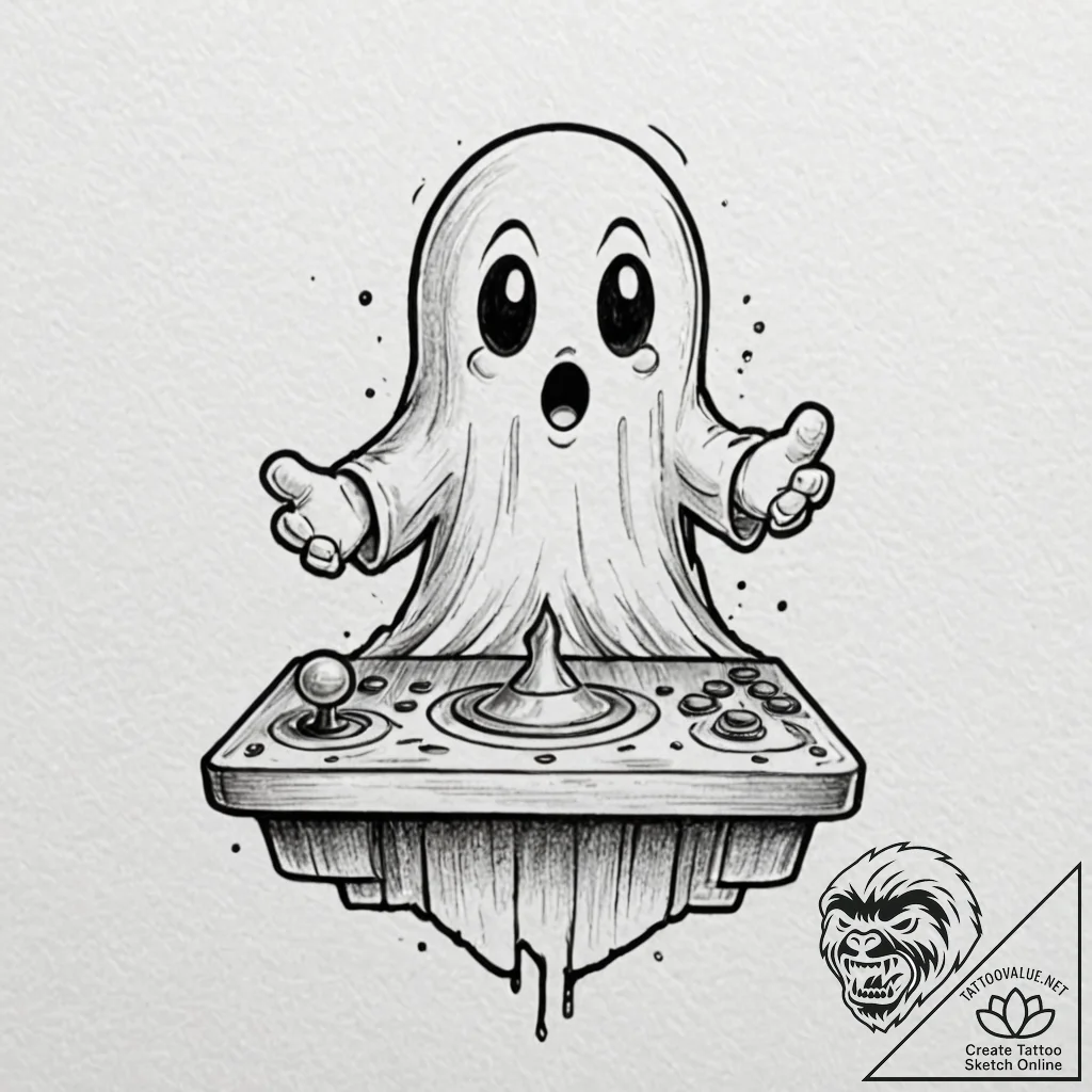 Tattoo design a classic arcade joystick with... - tattoo sketch (№1753129623_0, 21.07.2025 20:27) — tattoovalue.net