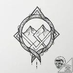 87. tattoo design: a “treba” rune with a subt… – tattoo sketch (№1753129792_0, 21.07.2025 20:29) — tattoovalue.net