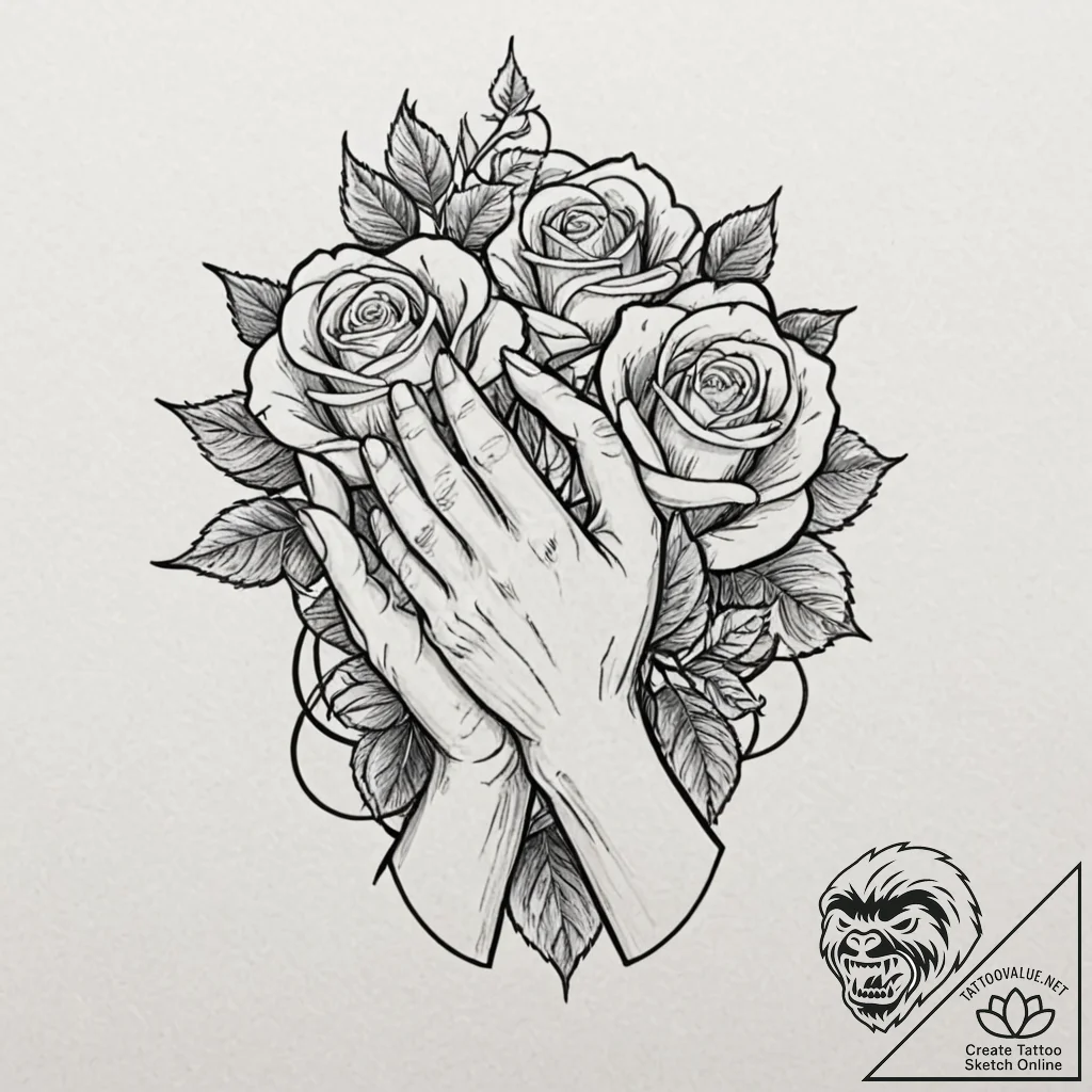 Tattoo sketch a pair of hands clasped firmly,... - tattoo sketch (№1753129876_0, 21.07.2025 20:31) — tattoovalue.net