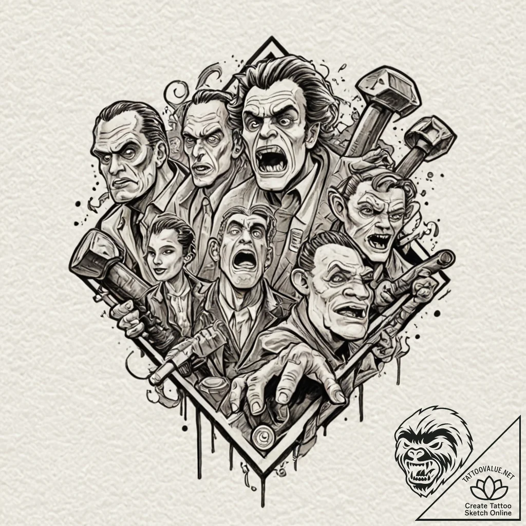 классические хорроры (universal monsters, ham... - tattoo sketch (№1753130892_0, 21.07.2025 20:48) — tattoovalue.net