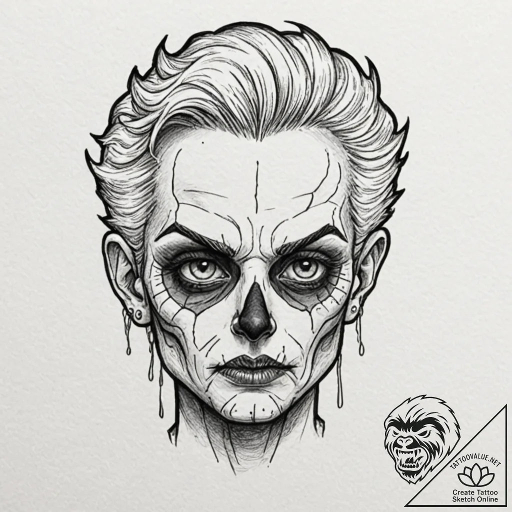 A graphic novel panel of a clicker, in horrif... - tattoo sketch (№1753131063_0, 21.07.2025 20:51) — tattoovalue.net