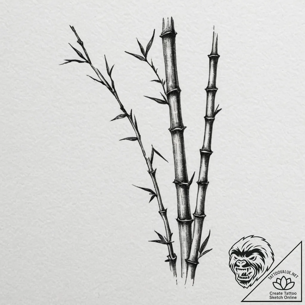 Bamboo, tattoo drawing outline, black and red... - tattoo sketch (№1753131147_0, 21.07.2025 20:52) — tattoovalue.net