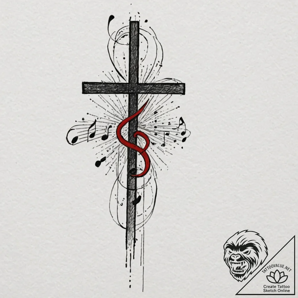 Tattoo design two halves of a musical score o... - tattoo sketch (№1753131742_0, 21.07.2025 21:02) — tattoovalue.net