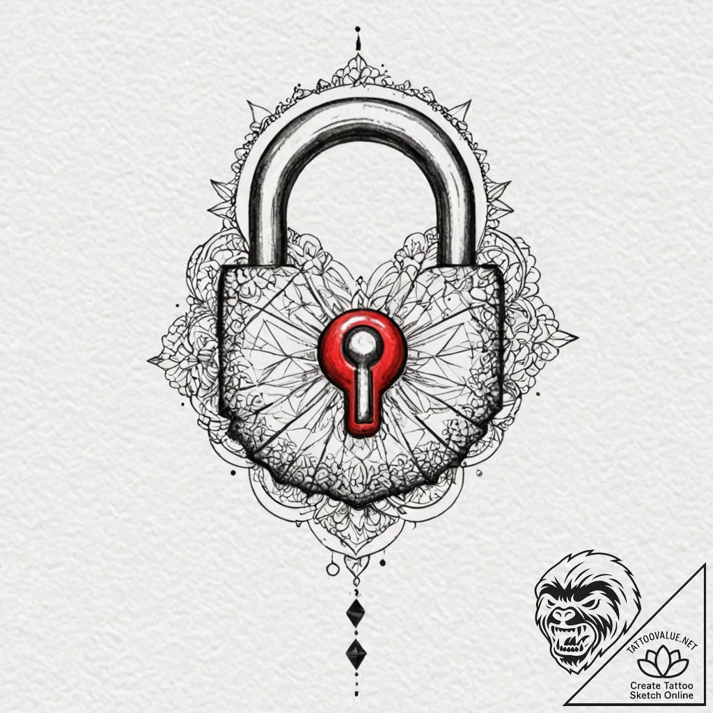 Tattoo design a digital padlock with a styliz... - tattoo sketch (№1753132252_0, 21.07.2025 21:10) — tattoovalue.net