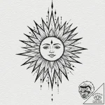 Tattoo sketch: a kolovrat integrated into a s… – tattoo sketch (№1753132337_0, 21.07.2025 21:12) — tattoovalue.net