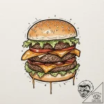 Hamburger, tattoo line art, sepia tone sketch… – tattoo sketch (№1753132765_0, 21.07.2025 21:19) — tattoovalue.net