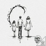 Tattoo design a stylized drawing of a family… – tattoo sketch (№1753133197_0, 21.07.2025 21:26) — tattoovalue.net