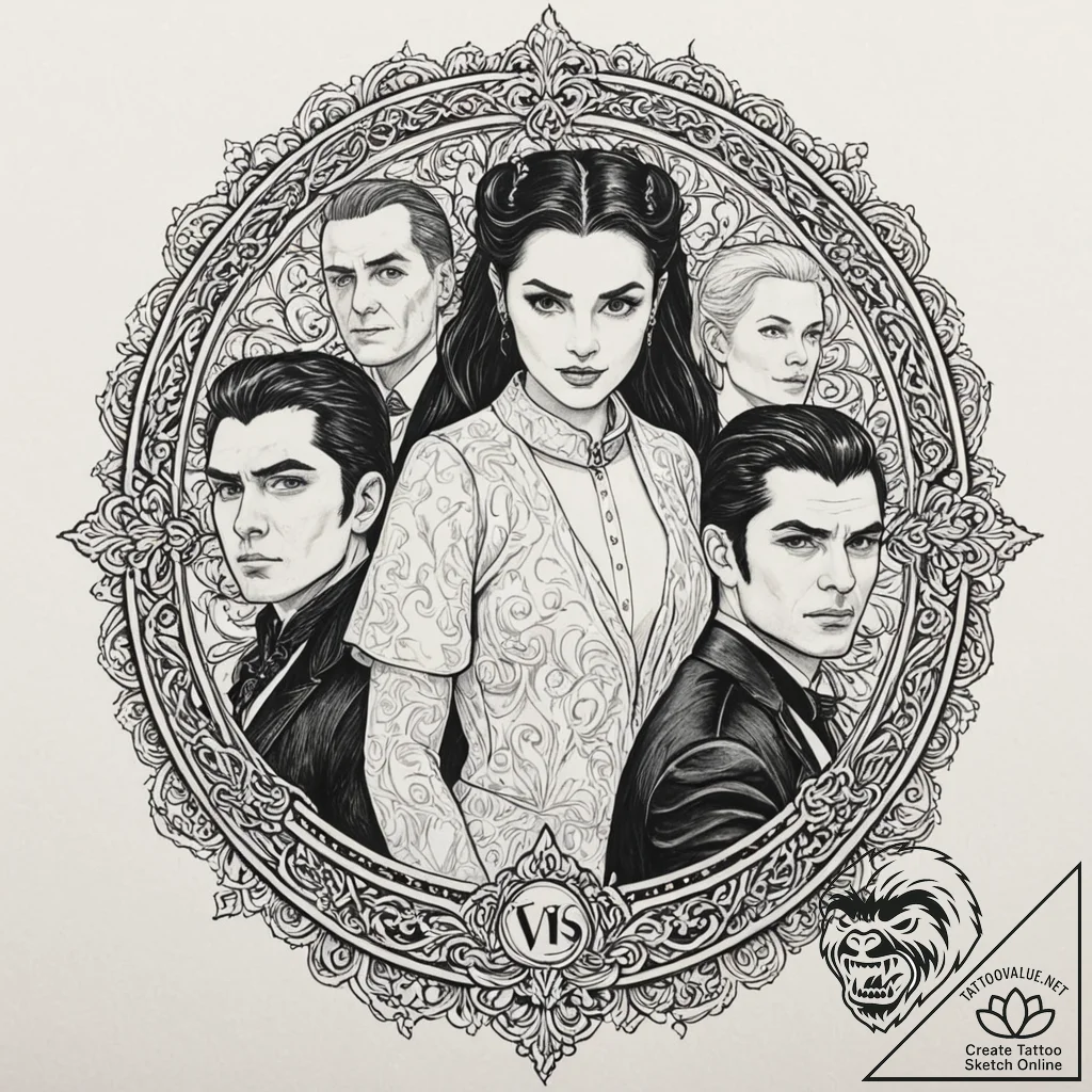 A graphic novel portrait of the main characte... - tattoo sketch (№1753133549_0, 21.07.2025 21:32) — tattoovalue.net