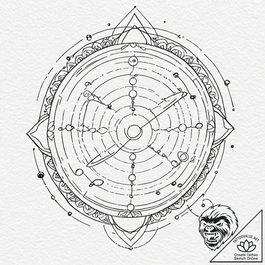 Jupiter (planet), tattoo line art, geometric... - tattoo sketch (№1753133799_0, 21.07.2025 21:36) — tattoovalue.net